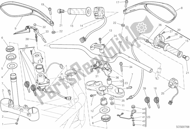 All parts for the Handlebar of the Ducati Monster 1100 Diesel 2013